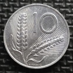 *WŁOCHY [0282]*10 Lirów 1966 Republika Włoska, Narzędzie,Rośliny kłosy
