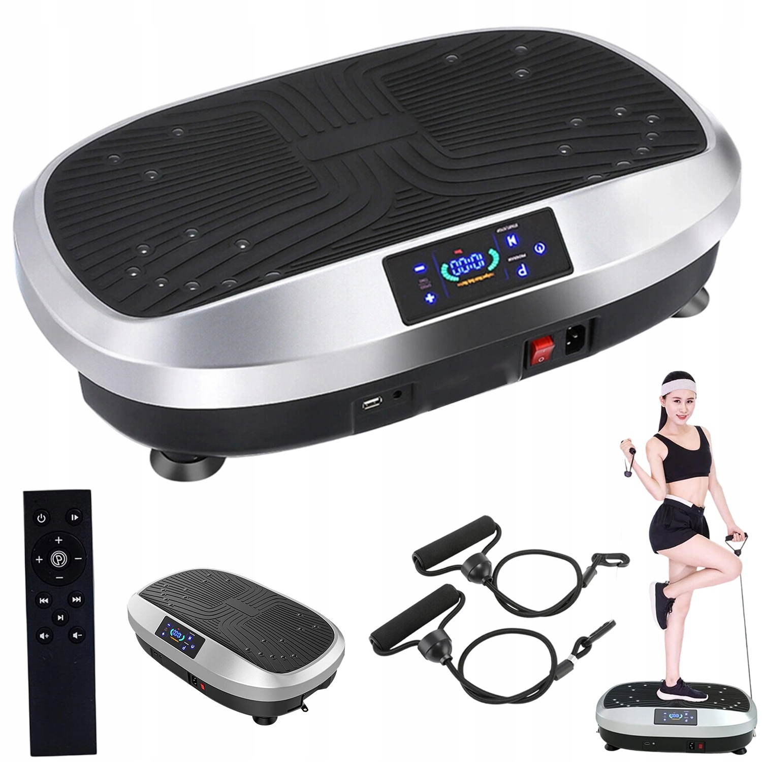 Profesionální Vibrační Platforma Vibrující Tělo Masážní Přístroj S Odporovými Páskami