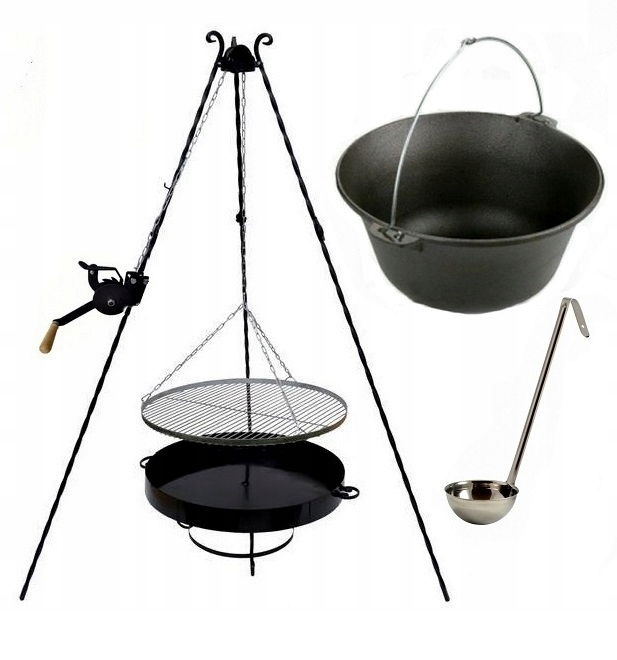 

Grill ruszt N45 kołowrotek kociołek żeliwny 11l