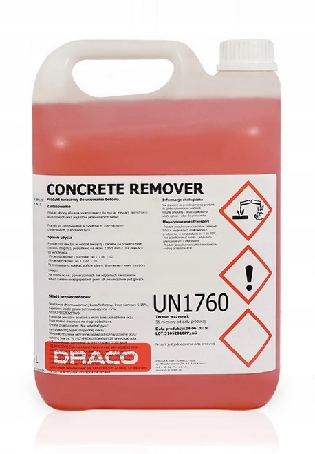 Mocny kwas do Usuwania betonu mycie betoniarek Draco Concrete Remover 5L