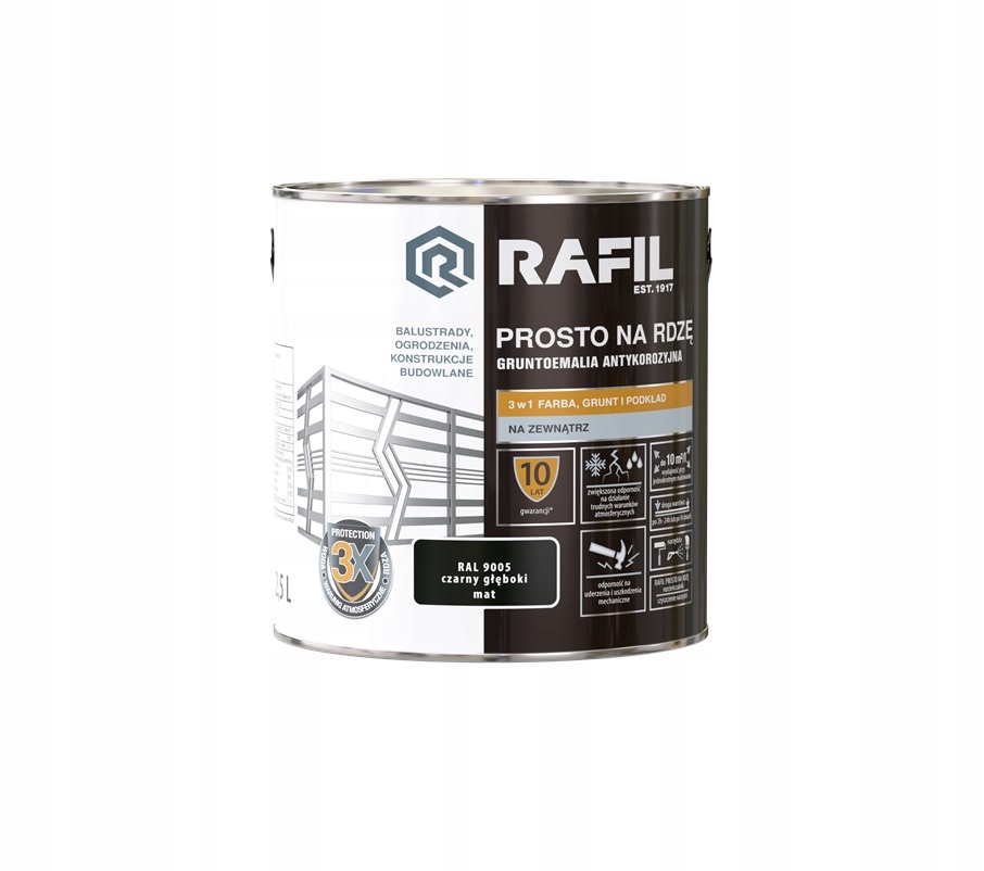 Rafil Přímo na rez Černý Hluboký RAL9005 Mat 2,5L Elegance a ochrana!