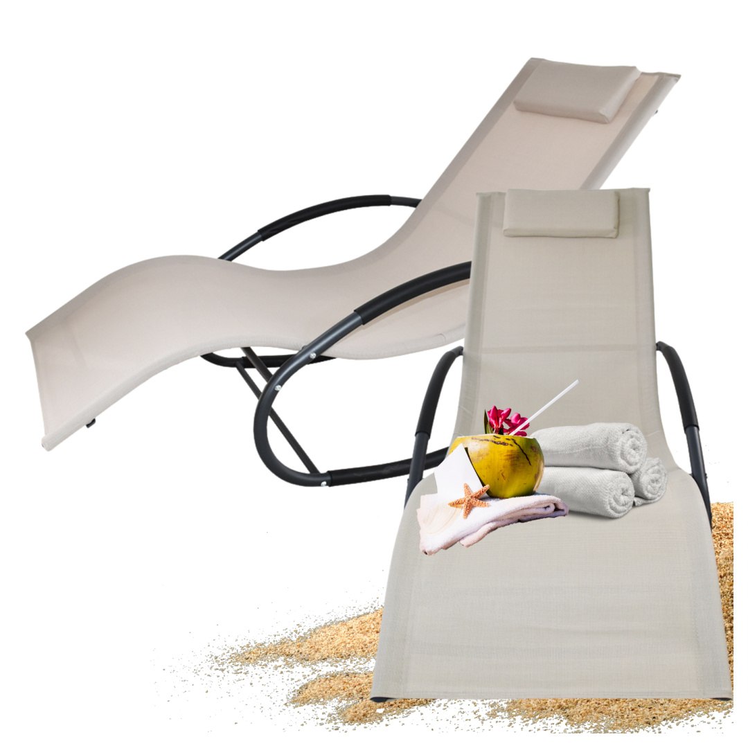 Ležadlo hojdací záhradný textilén béžové do kúpeľných stredísk a hotelov 150 kg