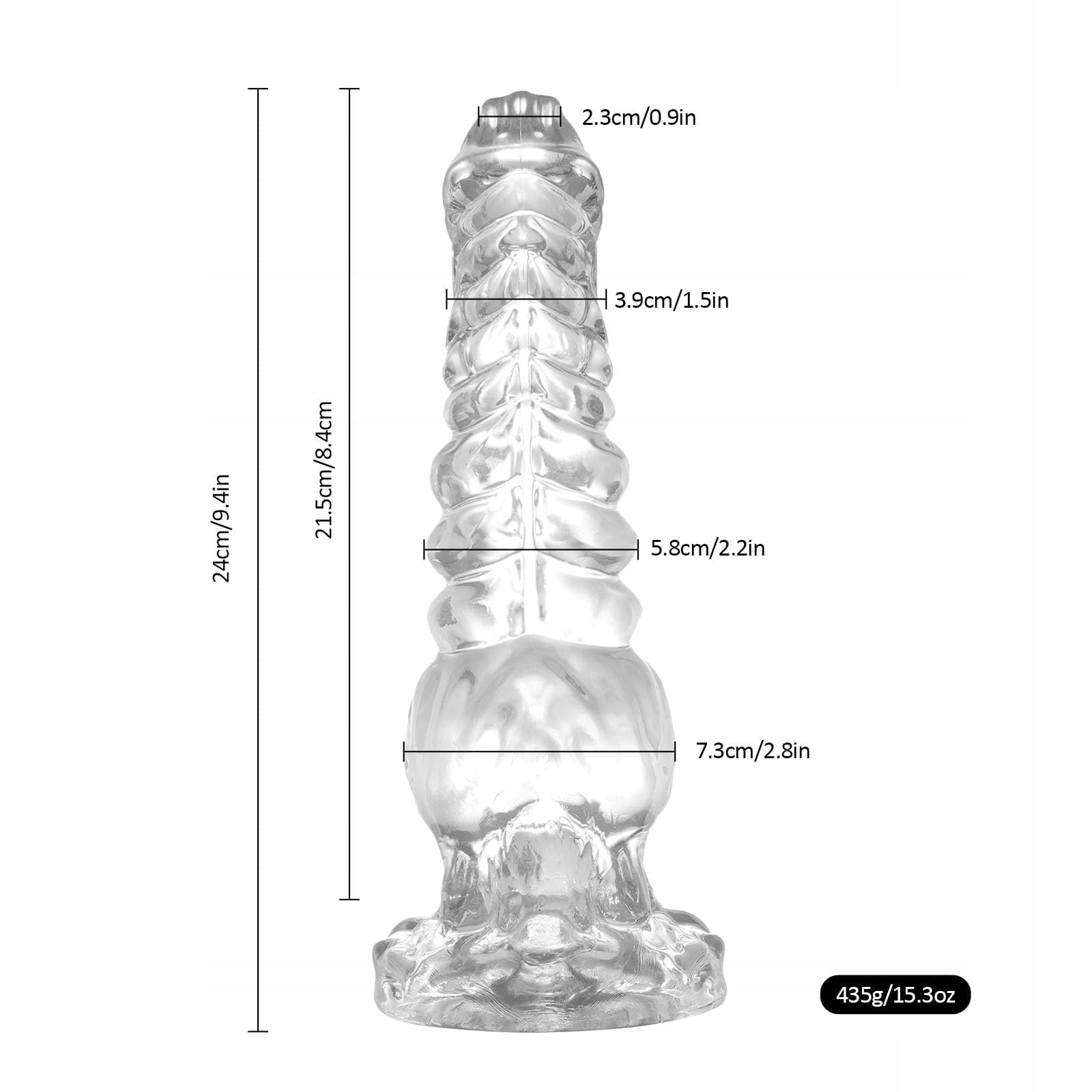 FANTASY Knot Dildo Przezroczysty 24 CM Z Przyssawką Dla Kobiet i Par — miniatura 2