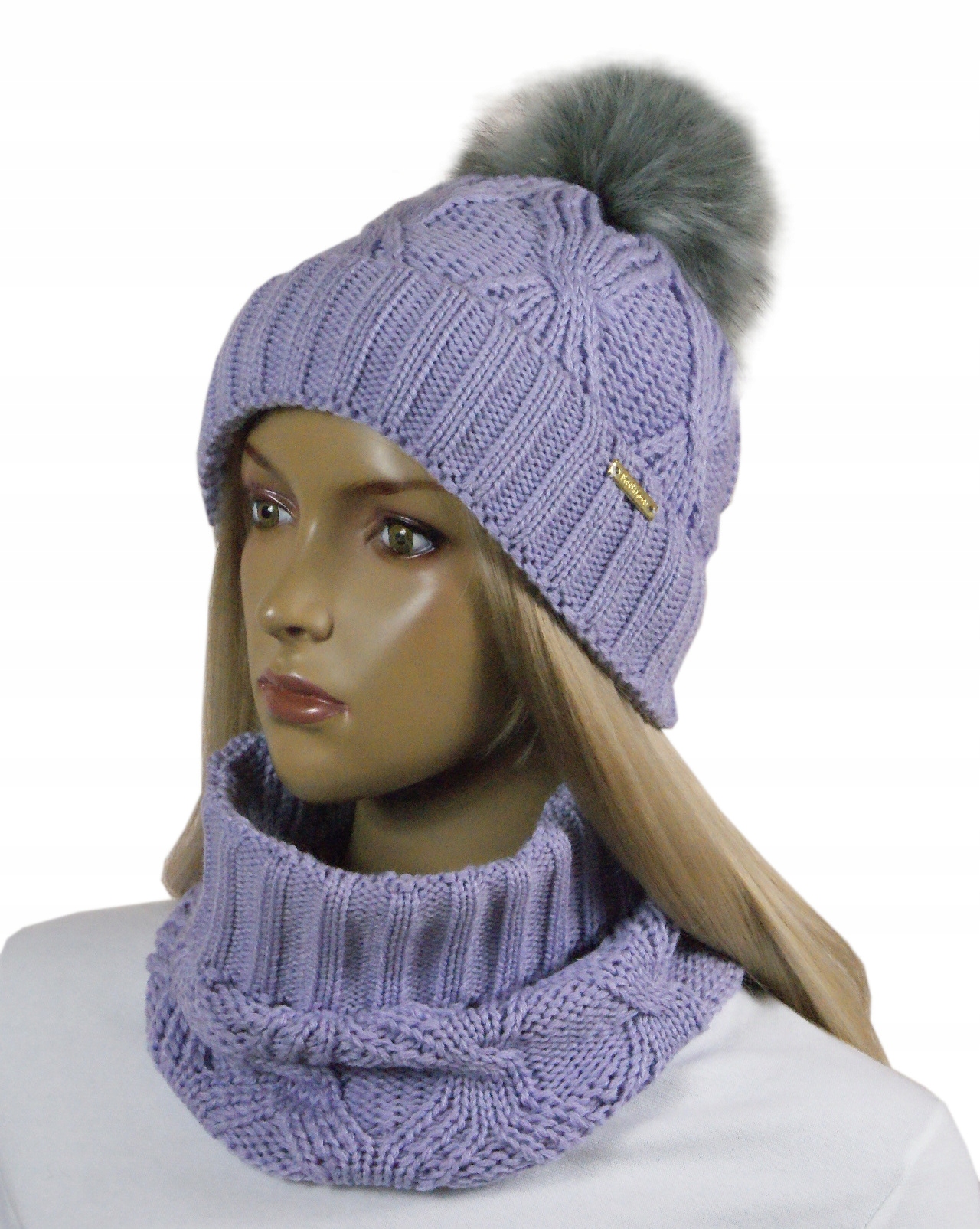 

Komplet Czapka Wywijana ,polar + Golf Ażurowy #52