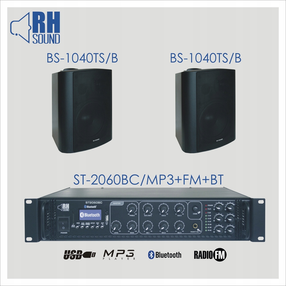 Wzmacniacz Rh Sound ST-2060BC+ 2x BS-1040TS/B