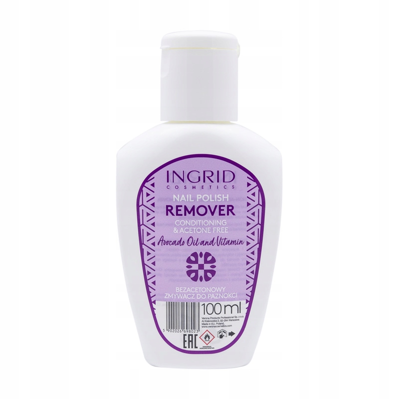 INGRID COSMETICS BEZACETONOWY ZMYWACZ DO PAZNOKCI 100 ML