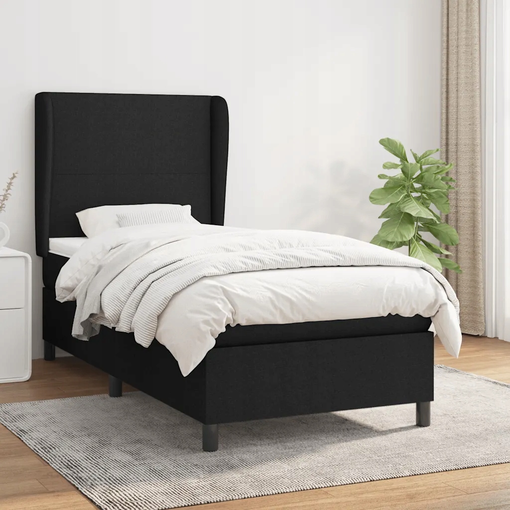 vidaXL Box spring postel s matrací černá 90x190 cm textil
