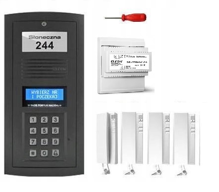 Domofon cyfrowy Optima 4 czterorodzinny elfon AC-20 4x OP-U7 kody