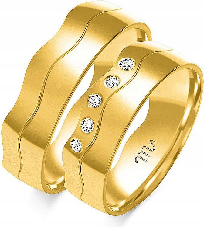 Svatební snubní prsten pro pár svatba 14K 585 velikost 20 21 22 moderní vzor gravírování
