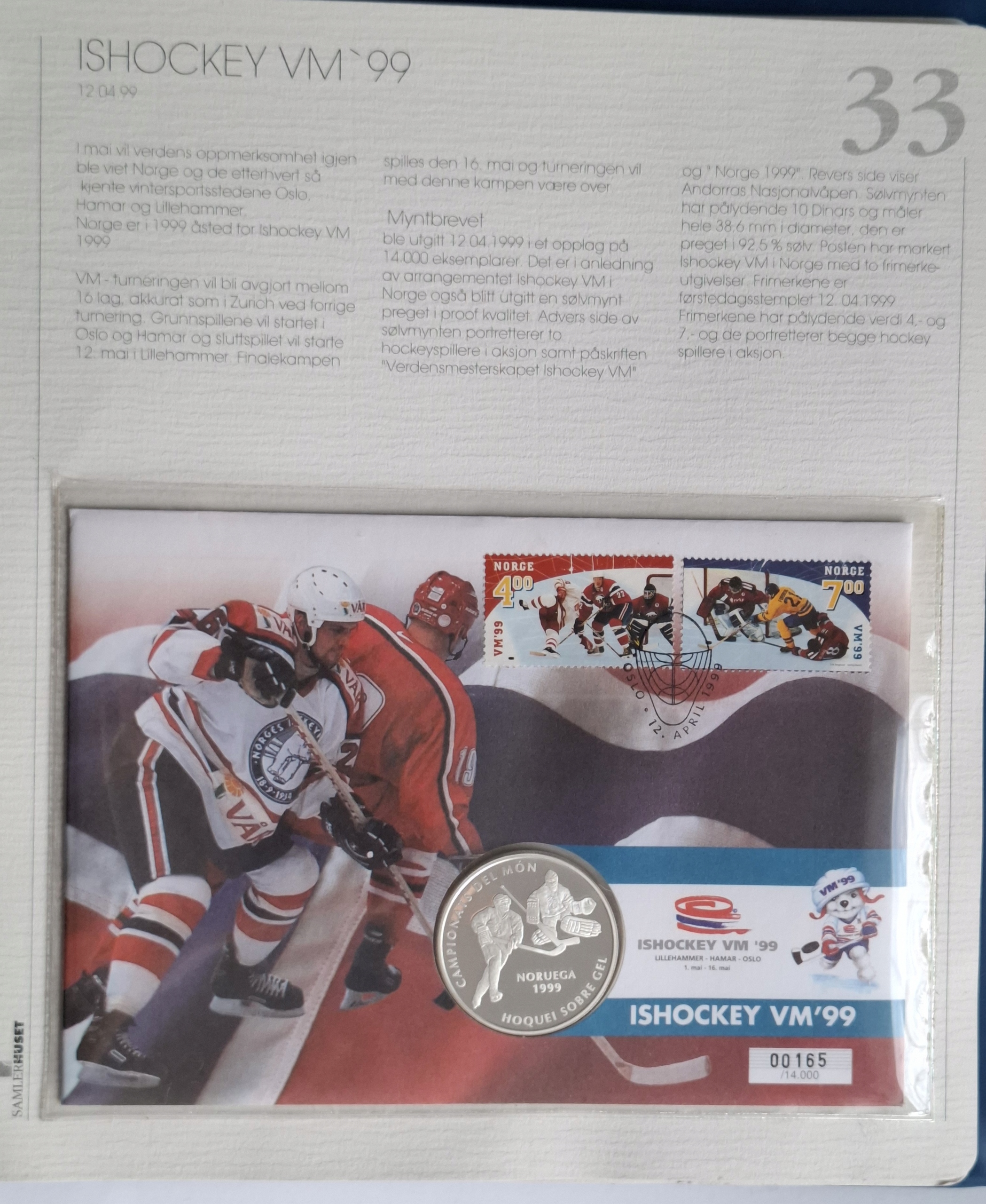 Moneta srebro 1999 Andora 10 Dinars