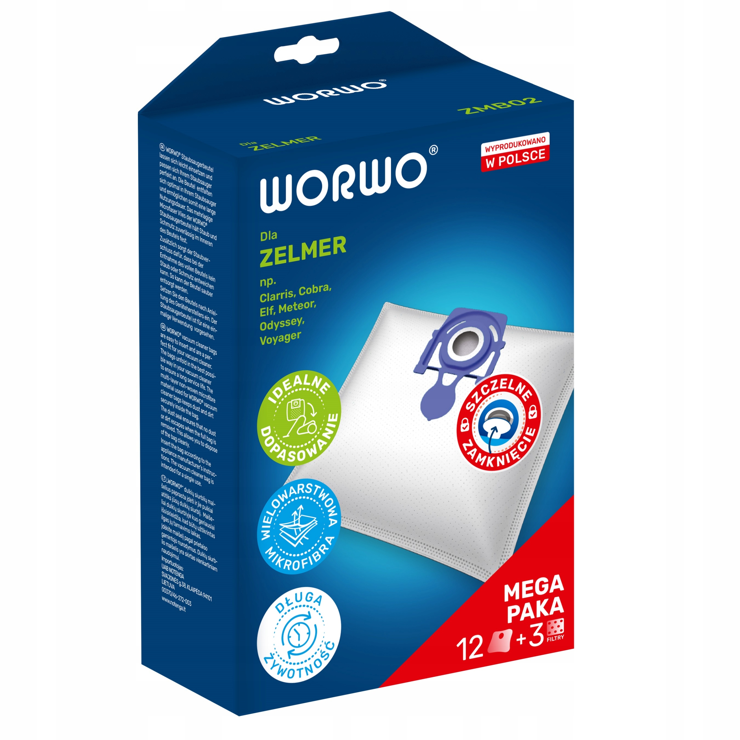 Worki do modeli odkurzacza ZELMER Antek ZVC3506B ZVC3502N ZVC3501T ZVC3501R Filtr nie
