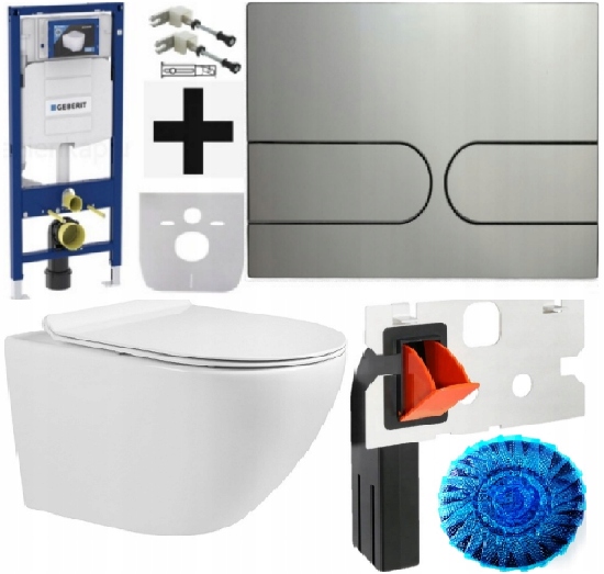 Wc rošt Geberit Duofix UP320 miska doska tlačidlo Stal T3 Chrom Fresh Kpl