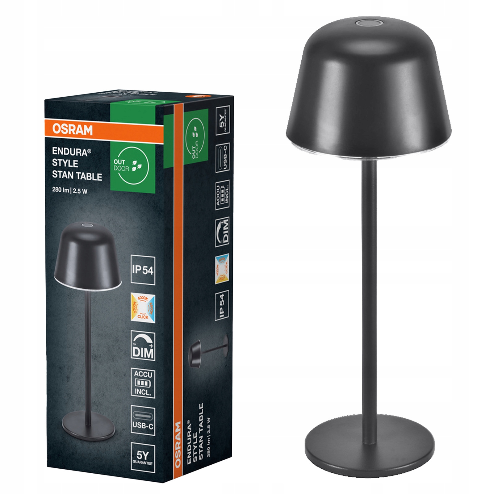 Led stolní venkovní Zahradní lampa Usb 2.5W Cct IP54 Dekorativní Osram