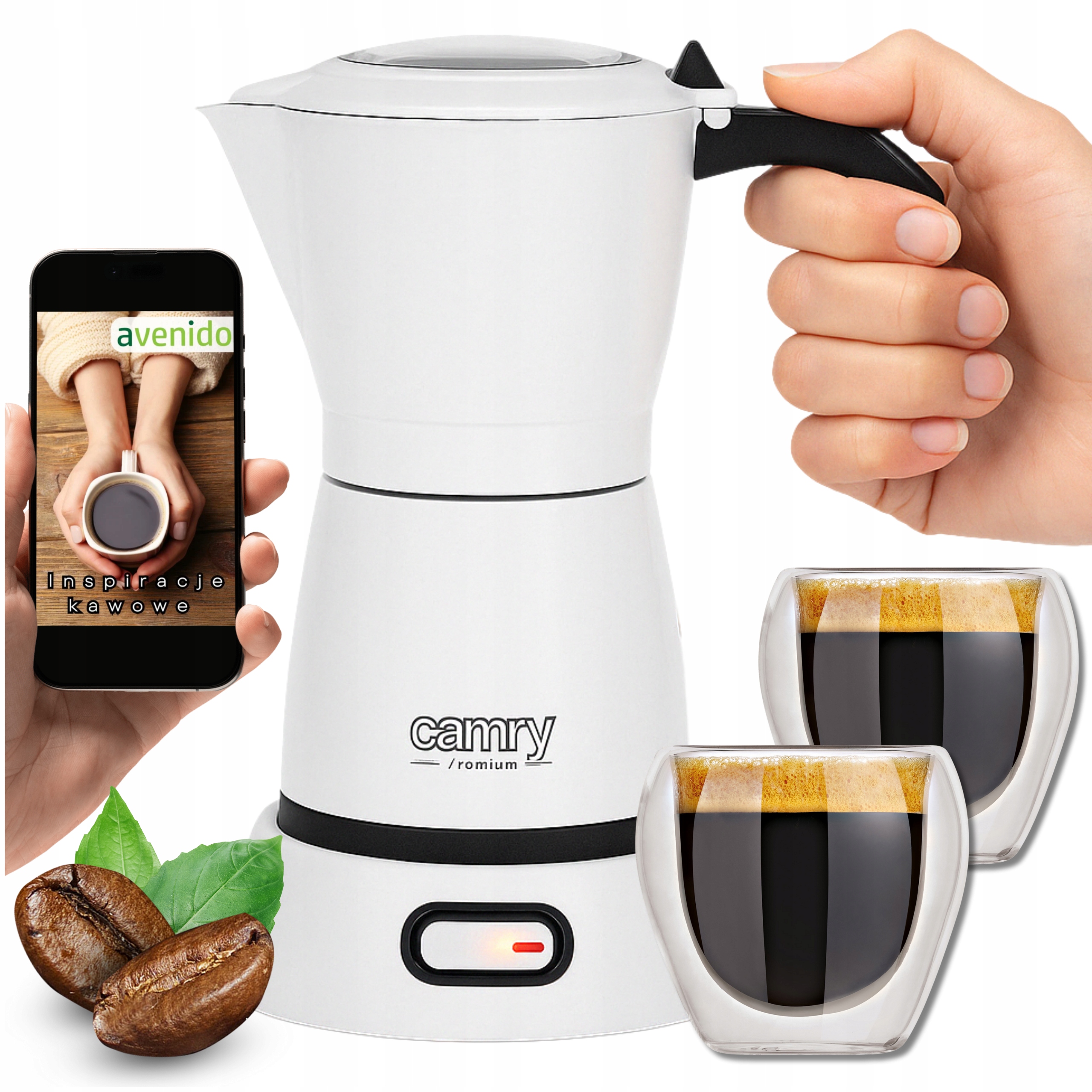 Elektrický kávovar Camry 300 ml Espresso kávovar 480 W +2 Šálky