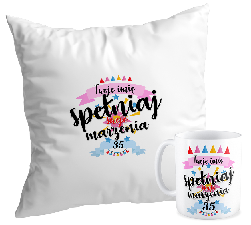 

Zestaw Poduszka + Kubek prezent Urodziny 18 20 40