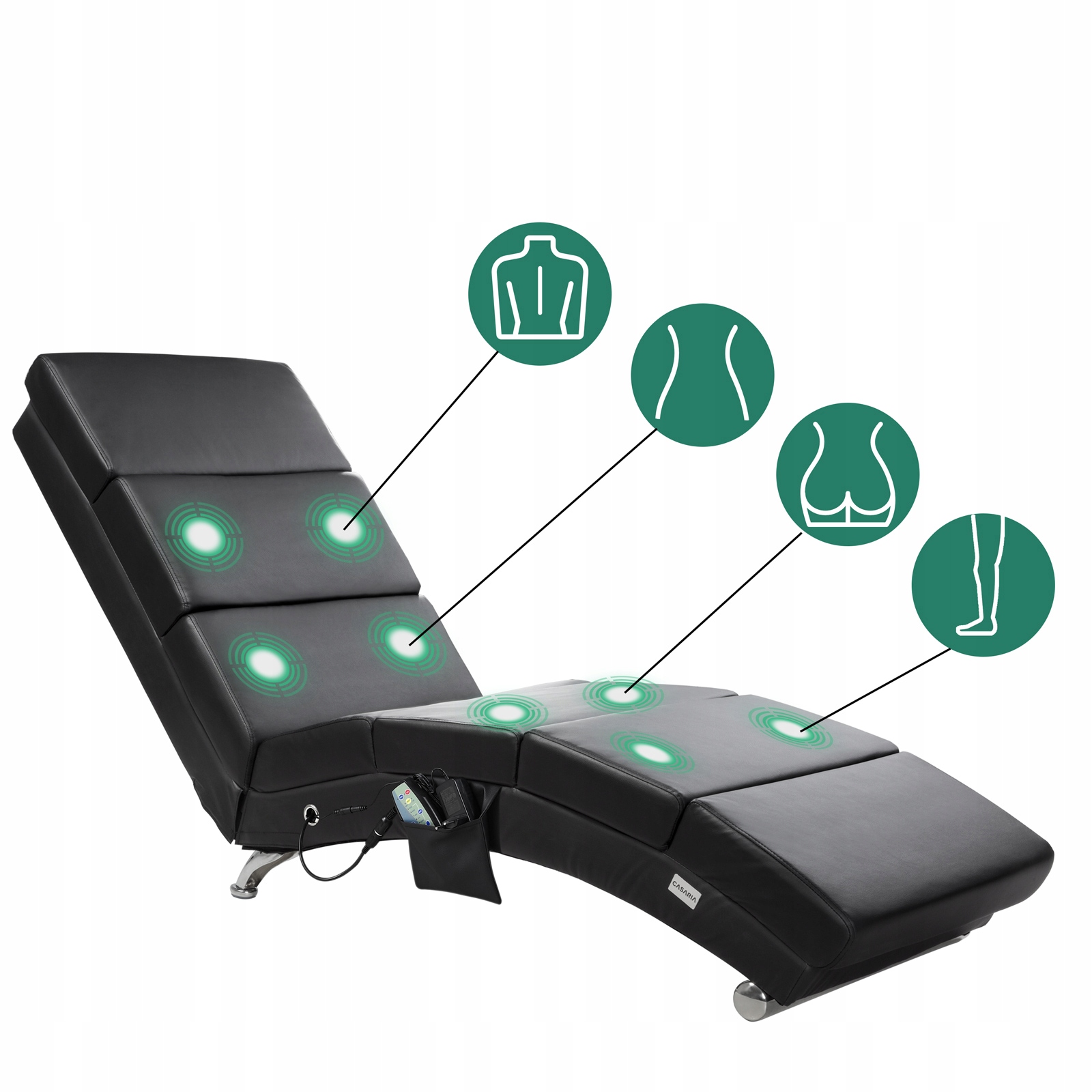 Szezlong leżanka relax z masażem podgrzewanie kanapa Fotel do salonu czarny Kod producenta 996110