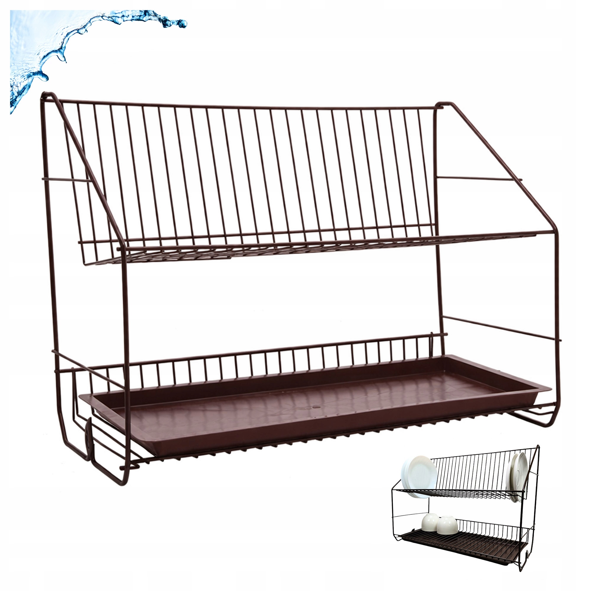 odkapávač na nádobí Dvouúrovňová Hnědá Odkapávač na nádobí Hrnky 50 cm