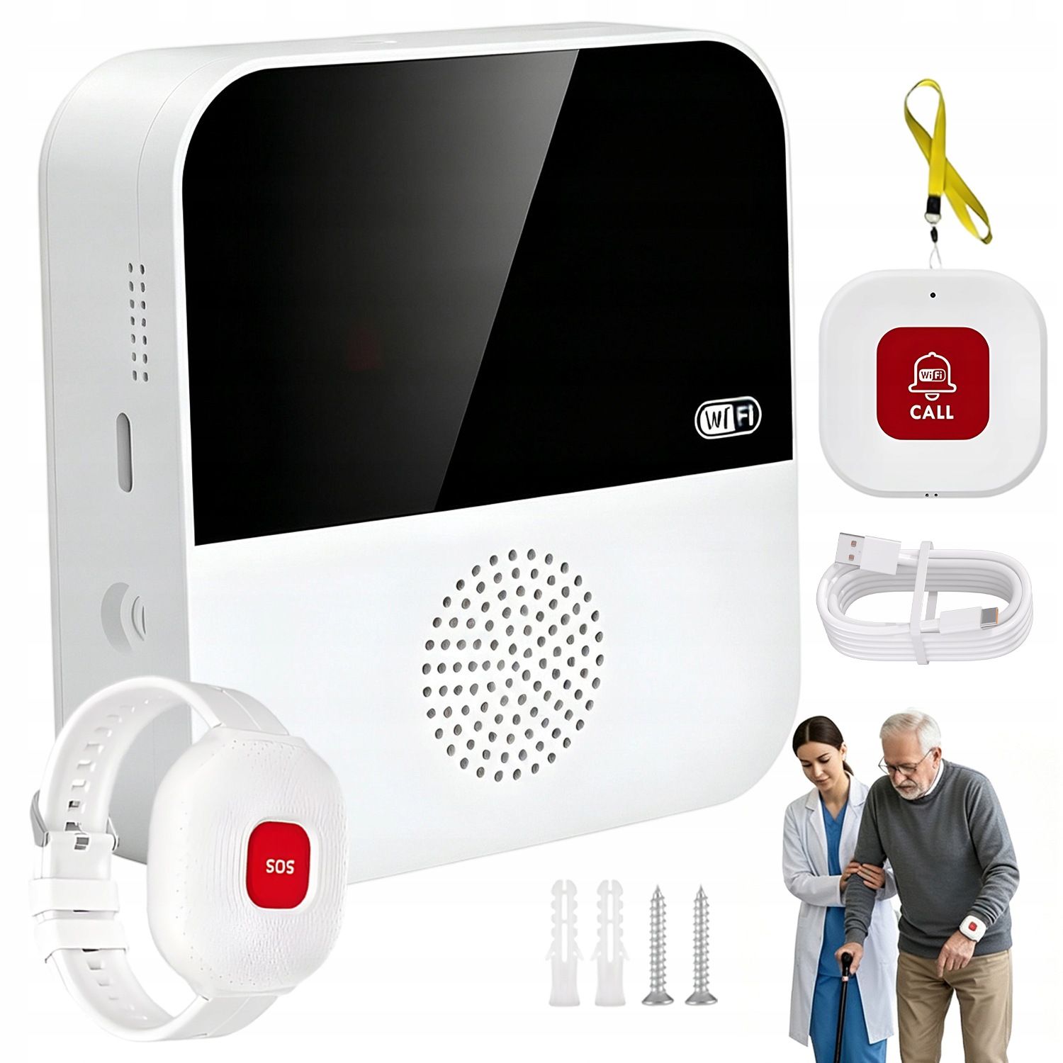 System Alarmowy Wifi Dla Seniorów Opaską Sos Zasięg 80M 16DZWONKÓW