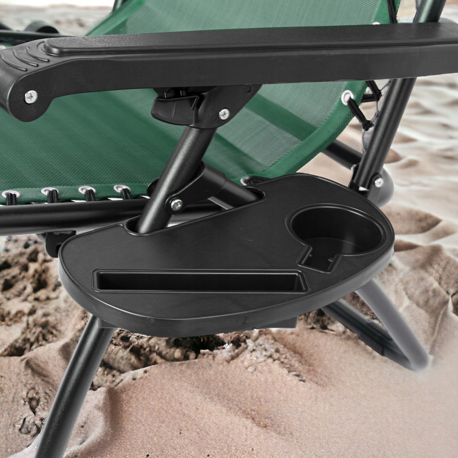 LEŻAK PLAŻOWY FOTEL OGRODOWY KRZESŁO Z ZAGŁÓWKIEM SKŁADANE ZERO GRAVITY Wysokość oparcia 73 cm