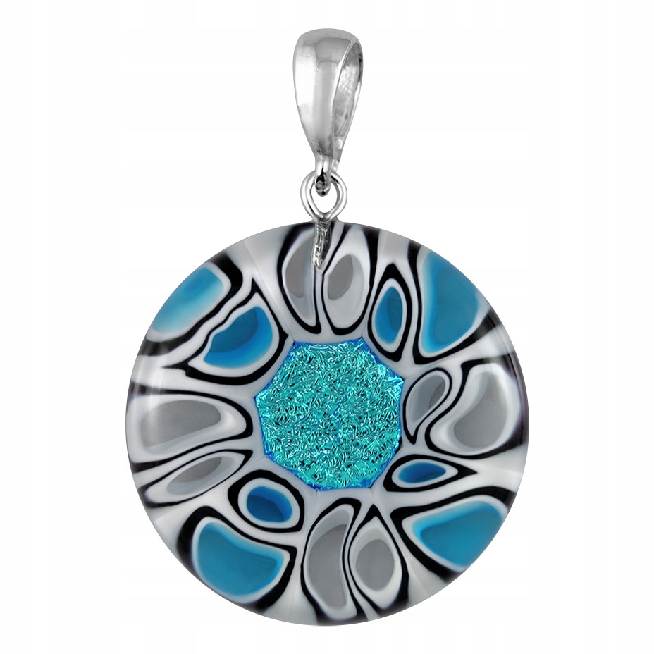 Přívěsek Harf dámský modrý sklo murano kolečko