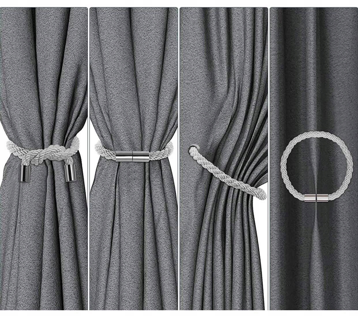 UPIĘCIE DO FIRAN ZASŁON GRUBA KLAMRA MAGNETYCZNA SREBRNA WYSTRÓJ OKIEN Marka inna