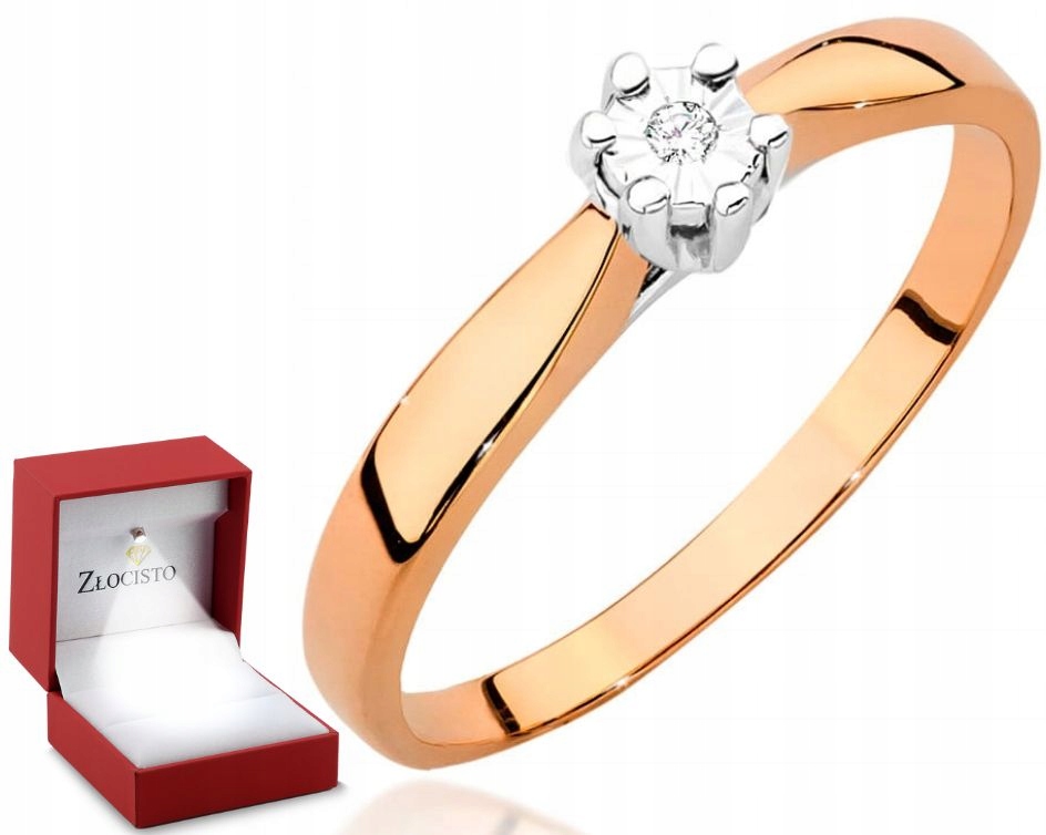 Prstýnek z růžového zlata s briliantem 585 Gravírování