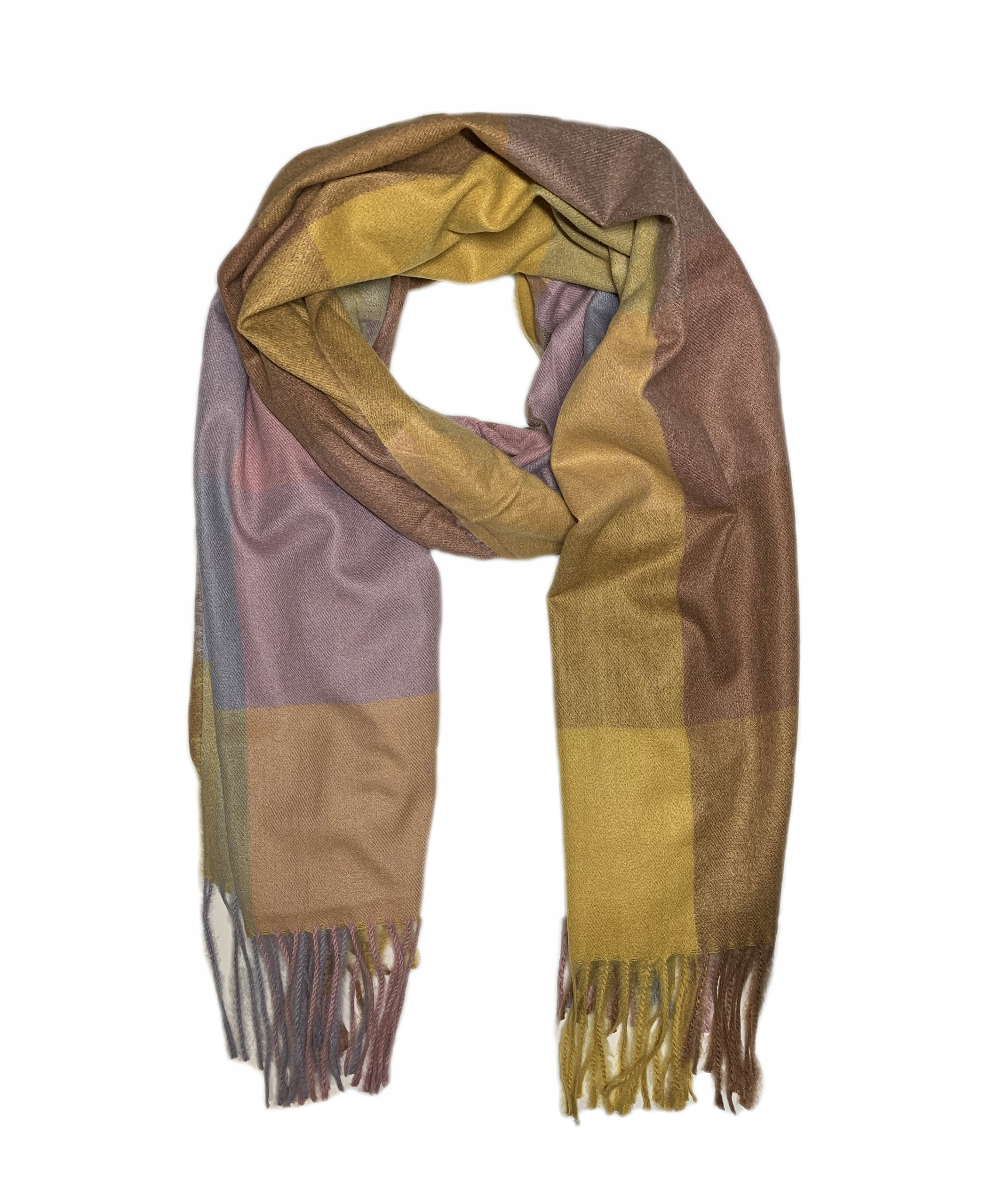 MODNY SZALIK SZAL DUŻY KRATA FRĘDZLE ELEGANCKI