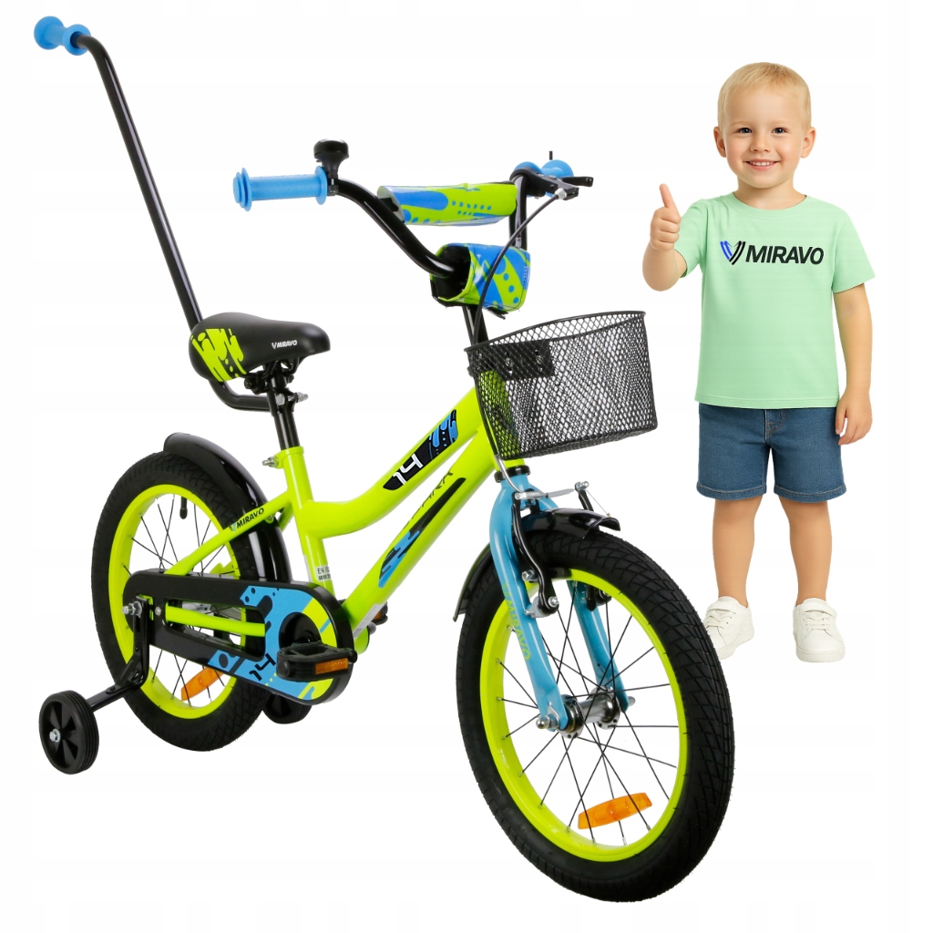 Rowerek Dziecięcy 14 Cali Miravo Rower Dla Chłopca Koszyk Prowadnik