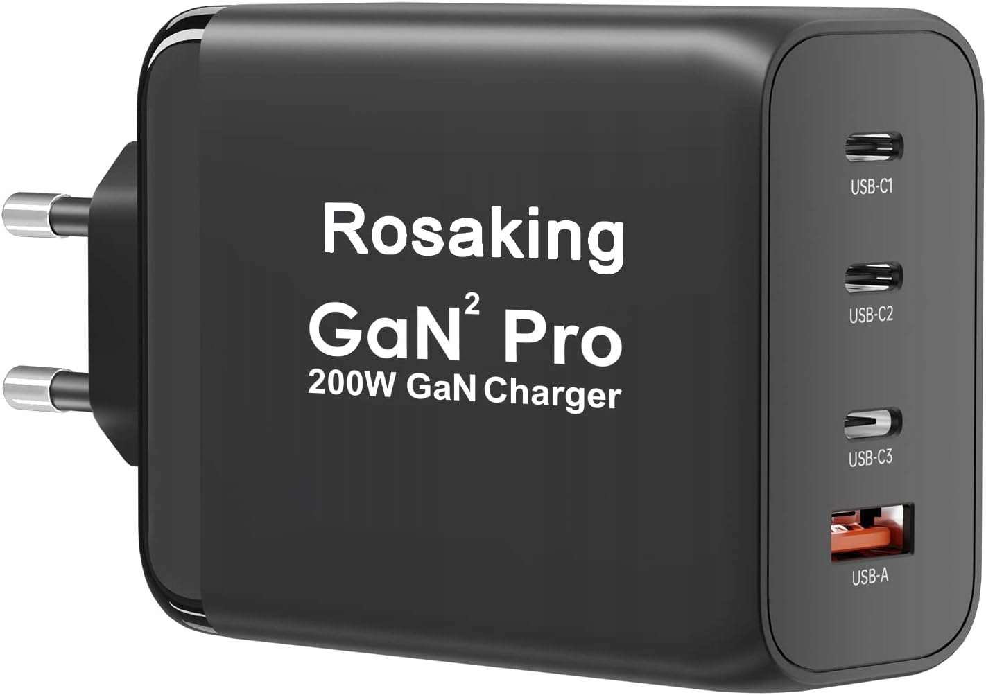 Síťová Nabíječka Rosaking 200W Rychlý 4-PORTOVÝ Napájecí Zdroj Gan III