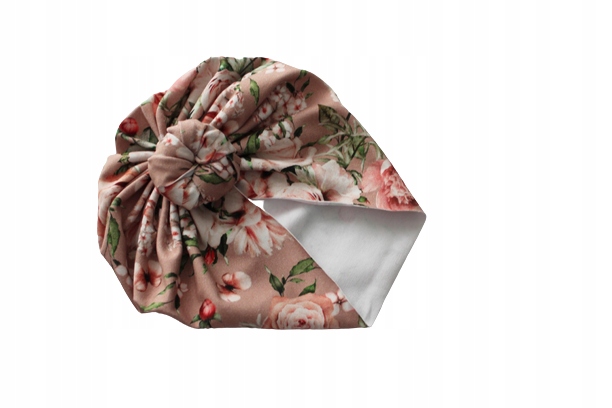 

Czapka turban kwiaty chłodny róż supełek 44-46