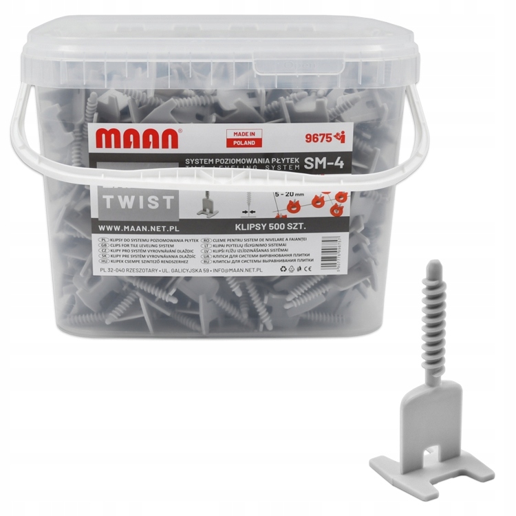 Klipové svorky typu twist pro vyrovnávání pokládky dlaždic, spárovací hmota 1,5 mm