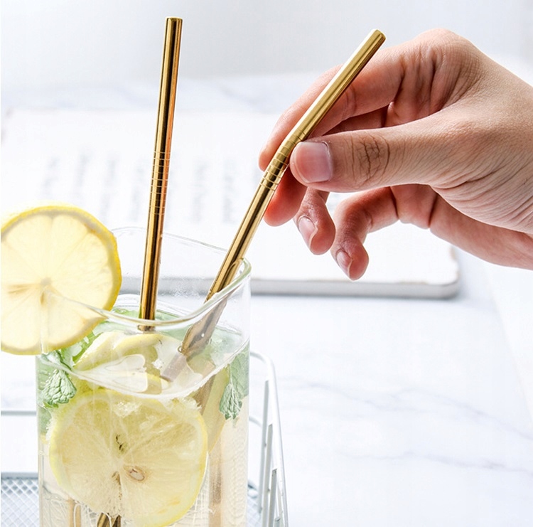 SŁOMKI RURKI METALOWE STAL WIELORAZOWE DO NAPOJÓW EKO 2 CZYŚCIKI w ETUI XXL Stan opakowania oryginalne