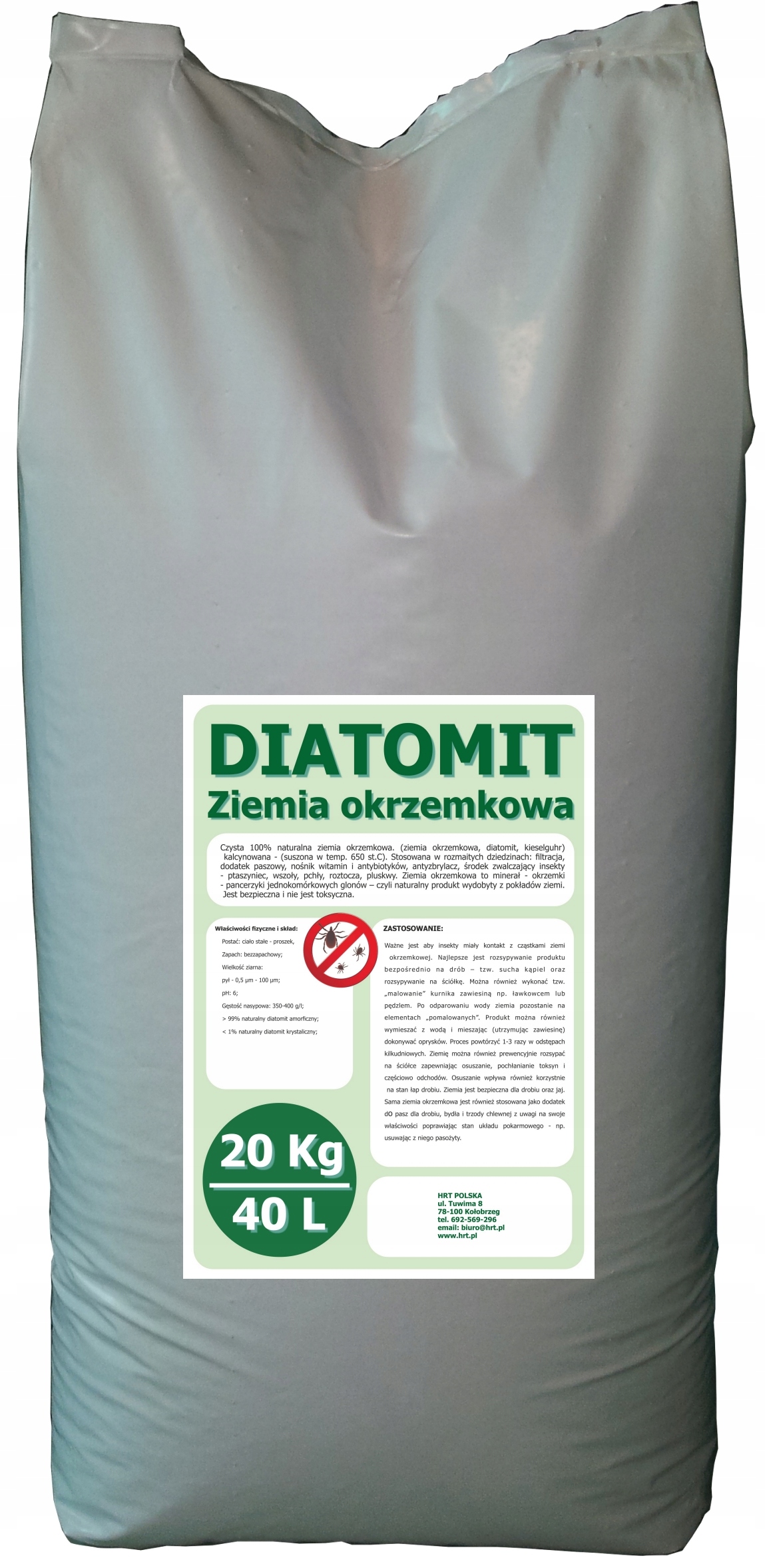 

Diatomit, ziemia okrzemkowa, na owady, nawóz 20Kg