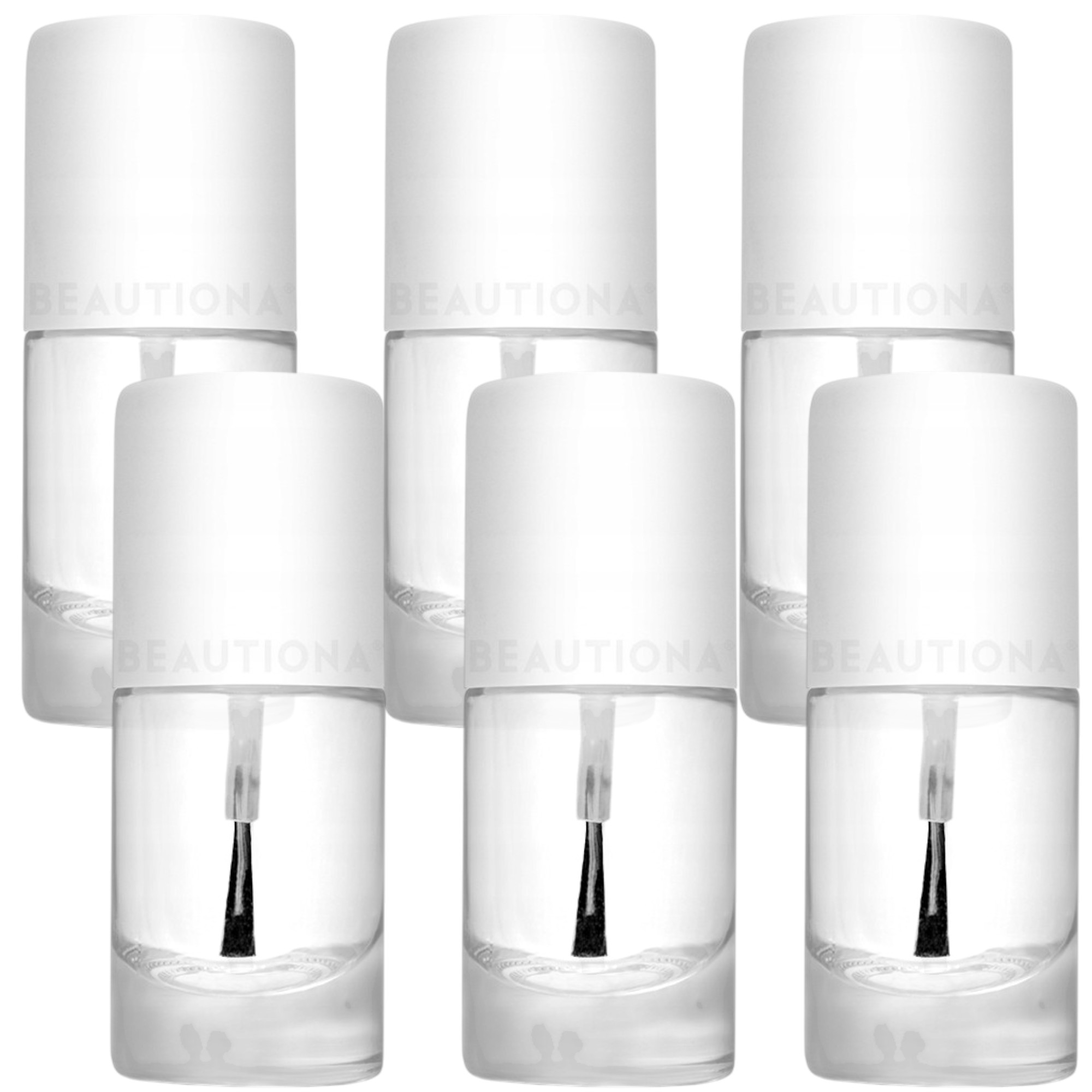 Lakovací Skleněná Láhev Se Štětečkem Bezbarvá Prázdná 7 ML, Sada 50 Ks