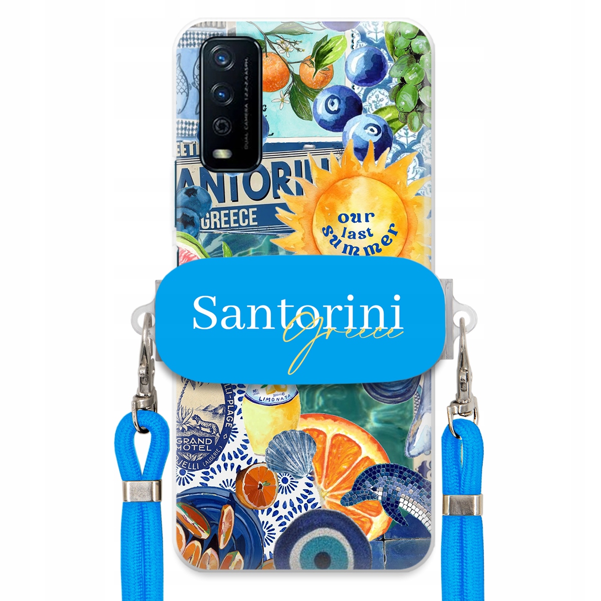 Puzdro pre Vivo Y11s Modré Crossbody vodítko držiak Santorini Sea Vibes