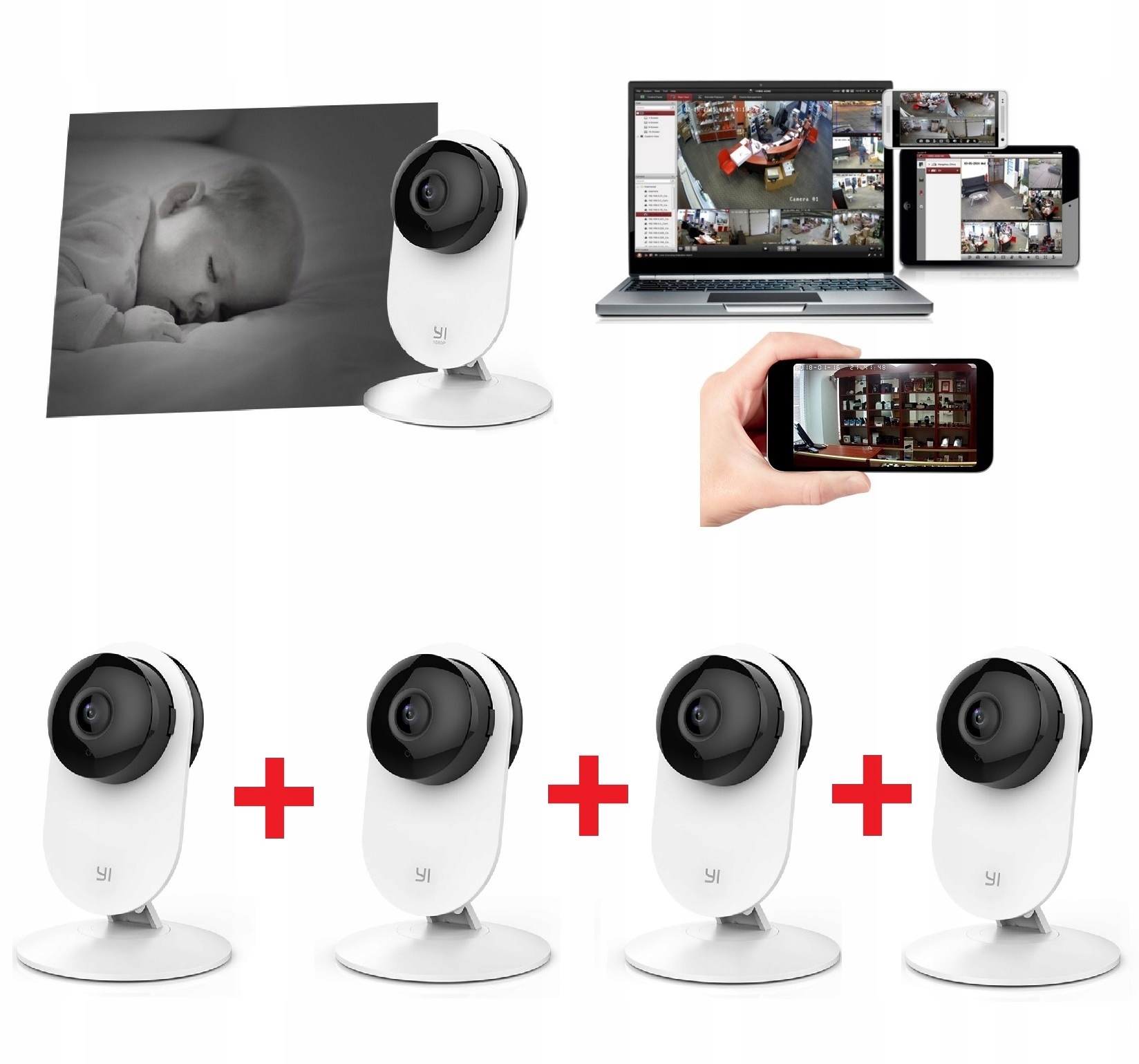 4x Kamera Monitoring Domu Biura Działki WIFI IP