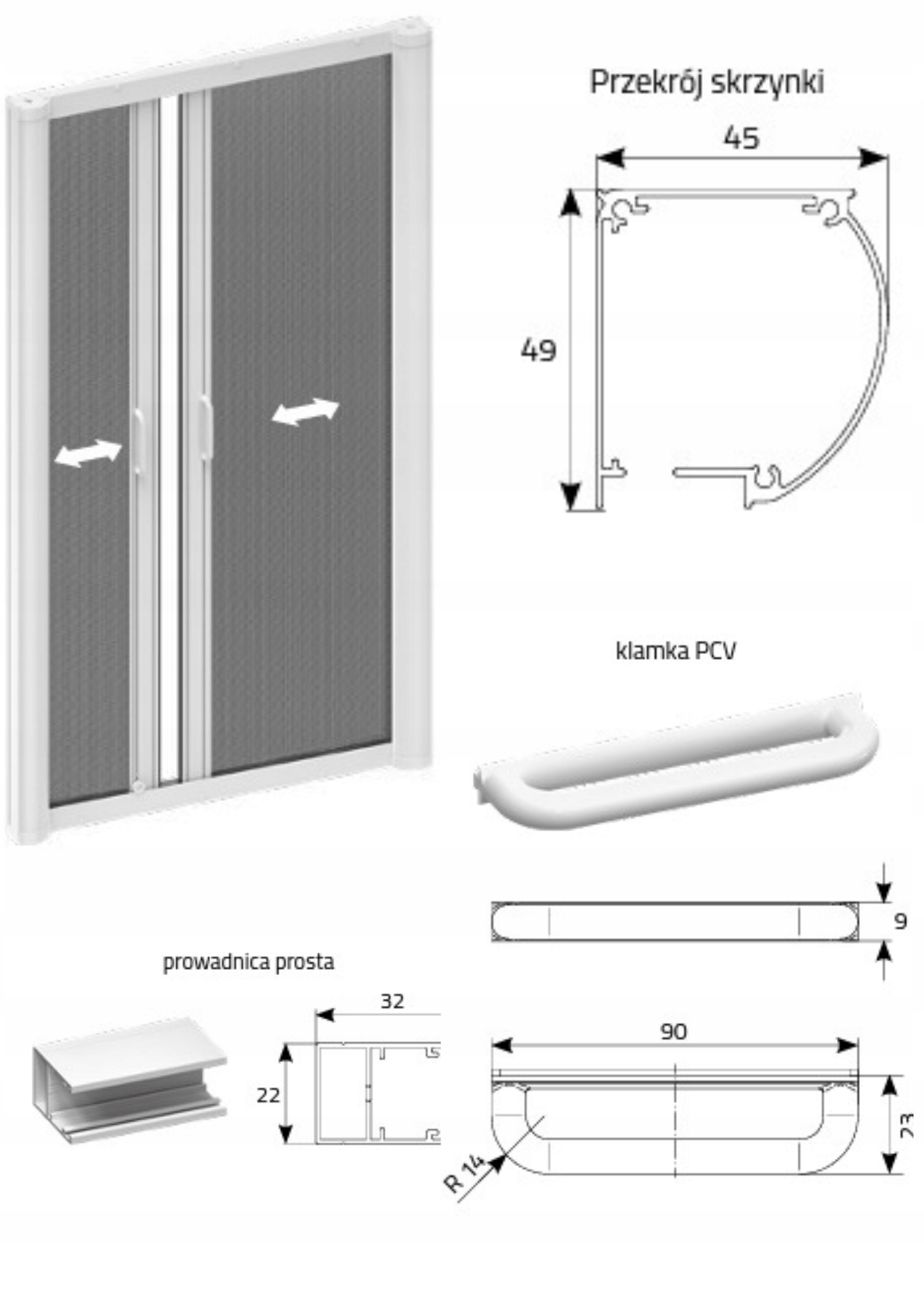 Moskitiera rolowana 2 skrzydłowa na drzwi 180x200 Marka inna