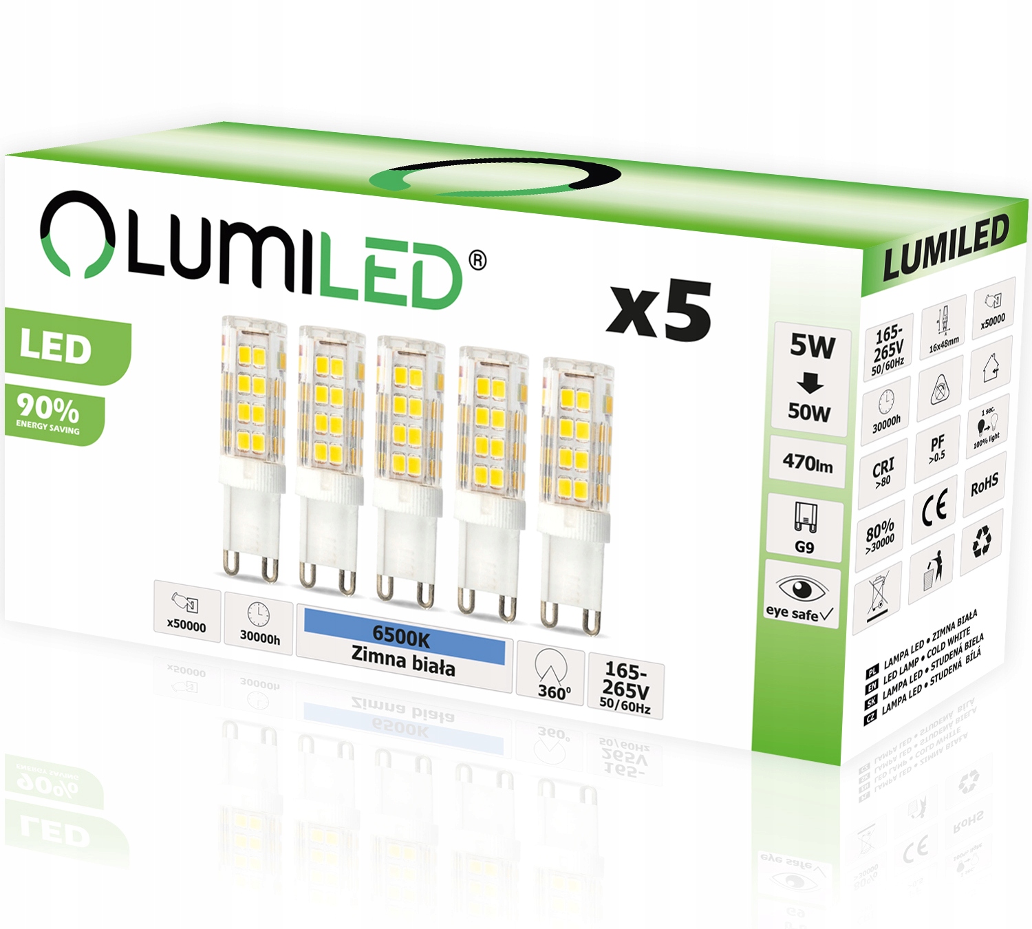 

5x Żarówka Led G9 Kapsułka 5W 50W 470LM 6500K