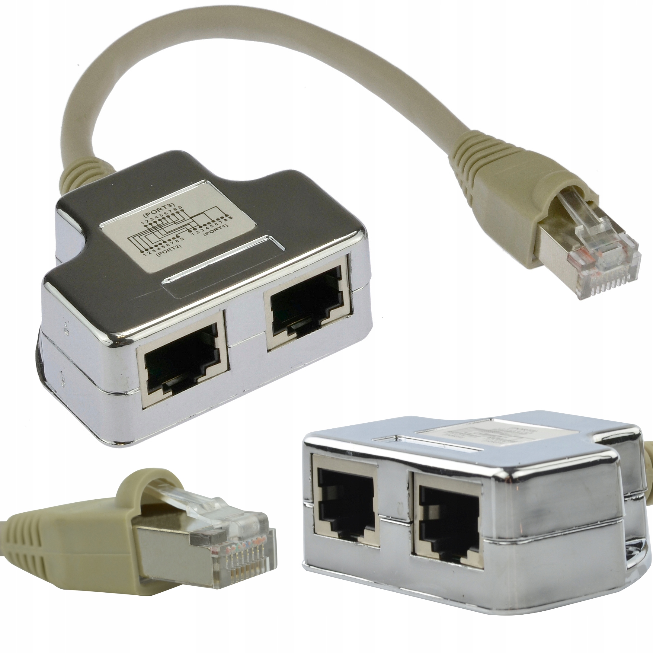 2 Pcs RJ45 Ethernet Câble Adaptateur réseau Ethernet Splitter