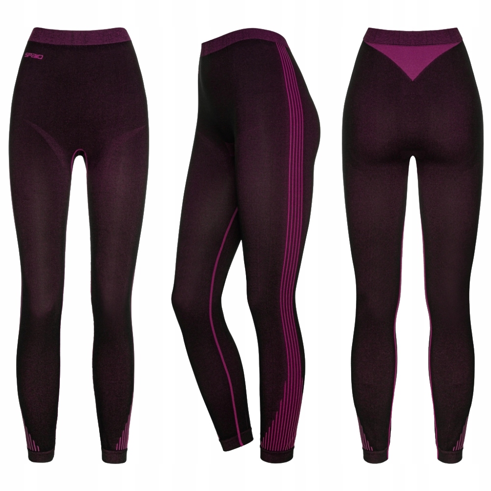 Getry Termoaktywne Spaio Powerful Damskie Bezszwowe Legginsy Black/Fuxia M