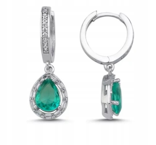 Stříbrné Náušnice s turmalínem Paraiba závěsné Stříbro 925 rhodiované