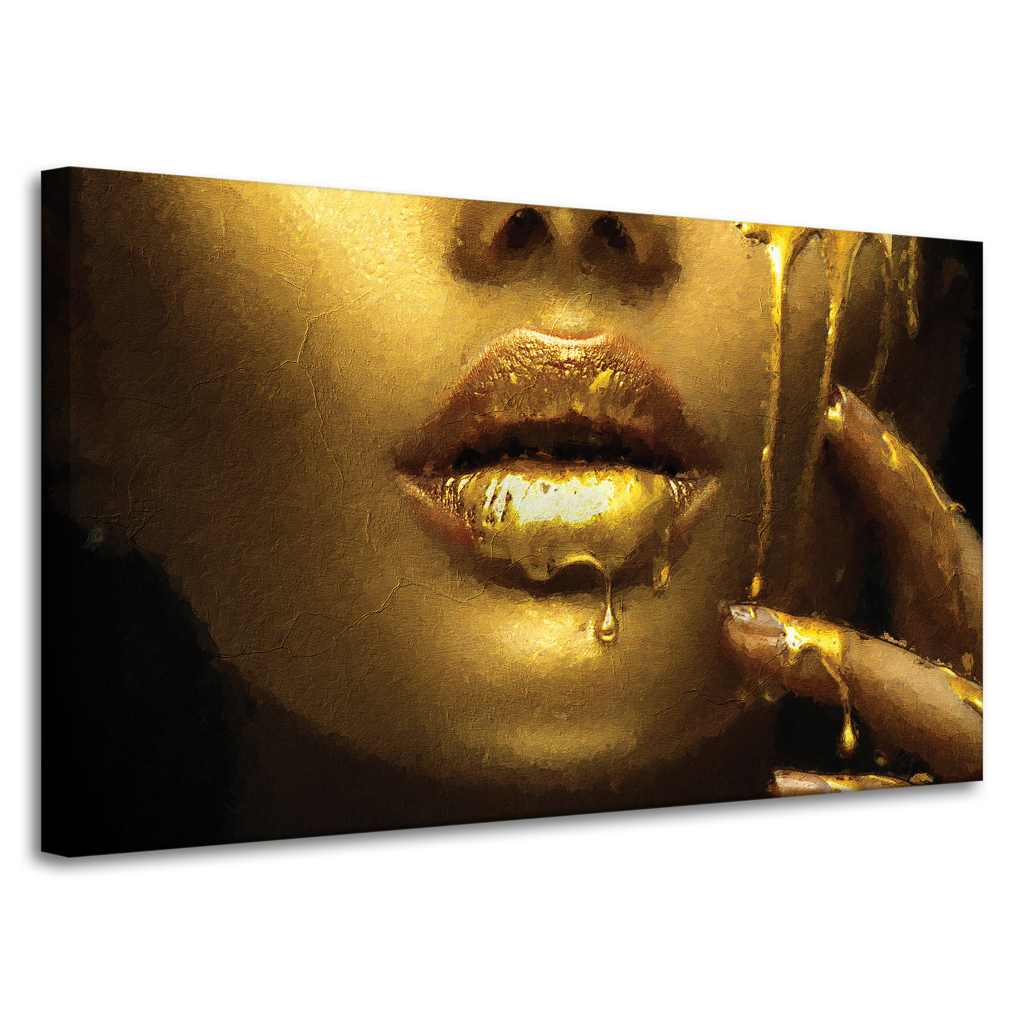 Obraz na plátně Zlatá tvář ženy Zlaté rty 100x60 cm