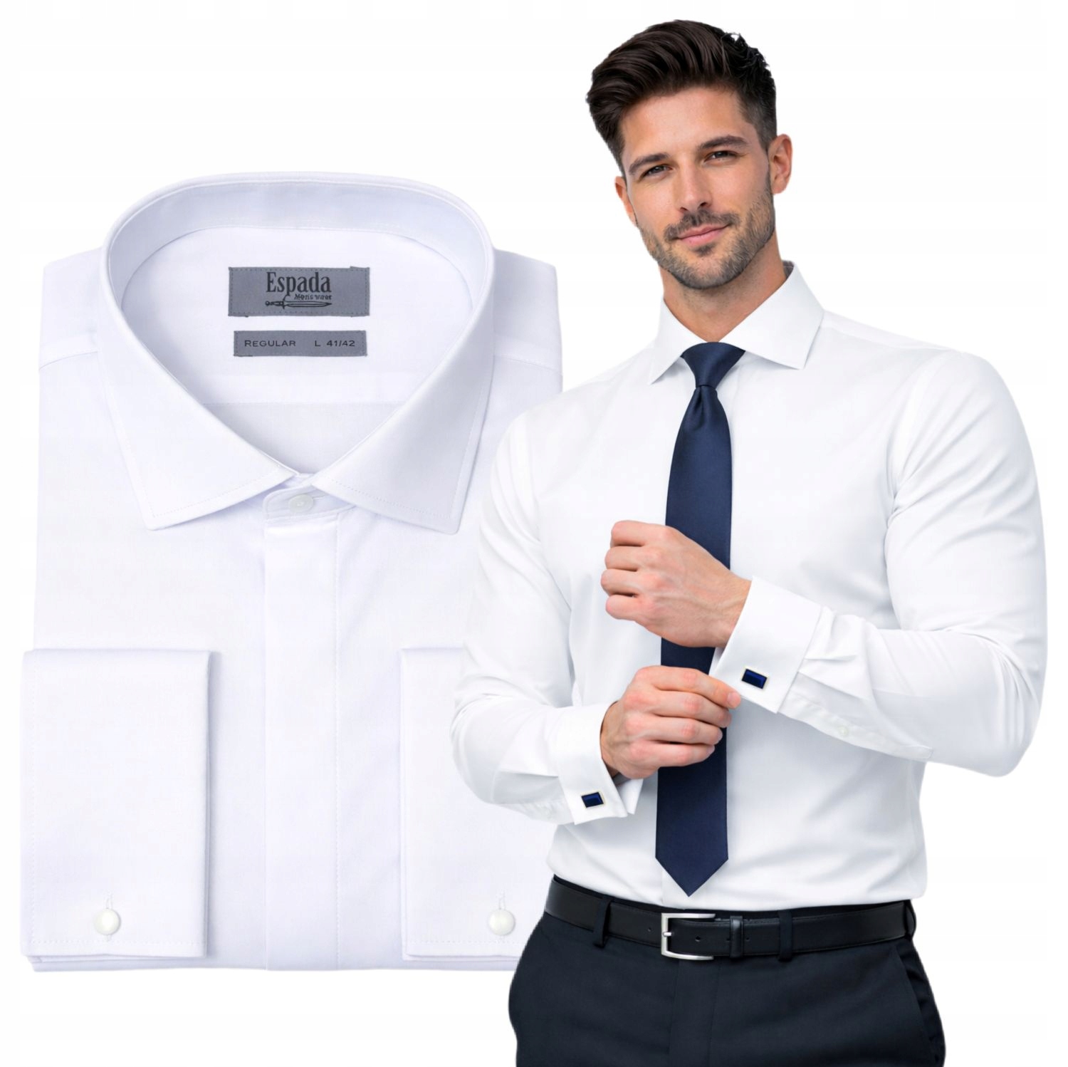Pánská košile Regular na sponu Bavlněná Elegantní s krytou plisou vel. 3XL