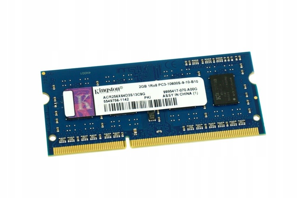 PAMIĘĆ RAM KINGSTON 2GB DDR3 1333MHz PC3-10600S Typ pamięci DDR3