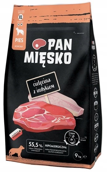 Levně Pan Mięsko Suché Krmivo pro psy telecí a krůta chipsy XL 9 kg