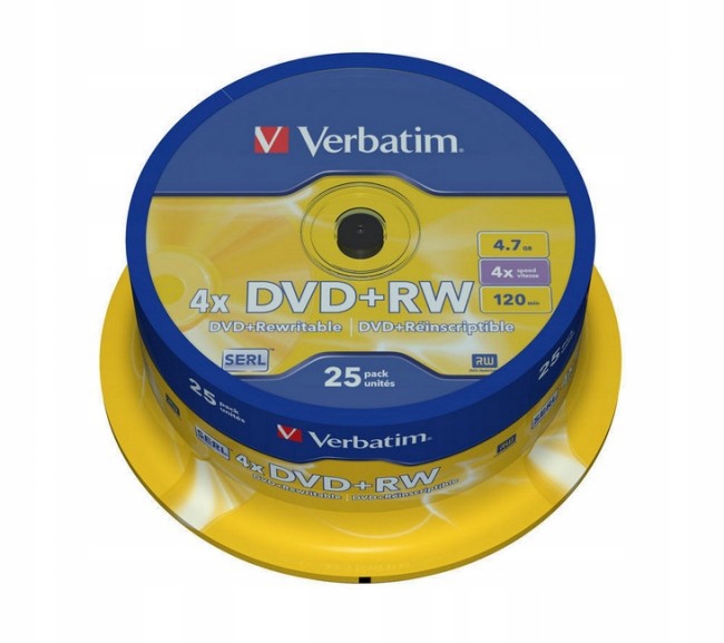 DVD médium Verbatim Dvd+rw 4,7 Gb 25 ks