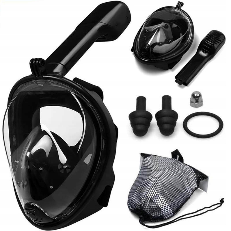Maska do nurkowania PEŁNOTWARZOWA Z FAJKĄ S/M Szczelna ANTIFOG DRYTOP RURKA