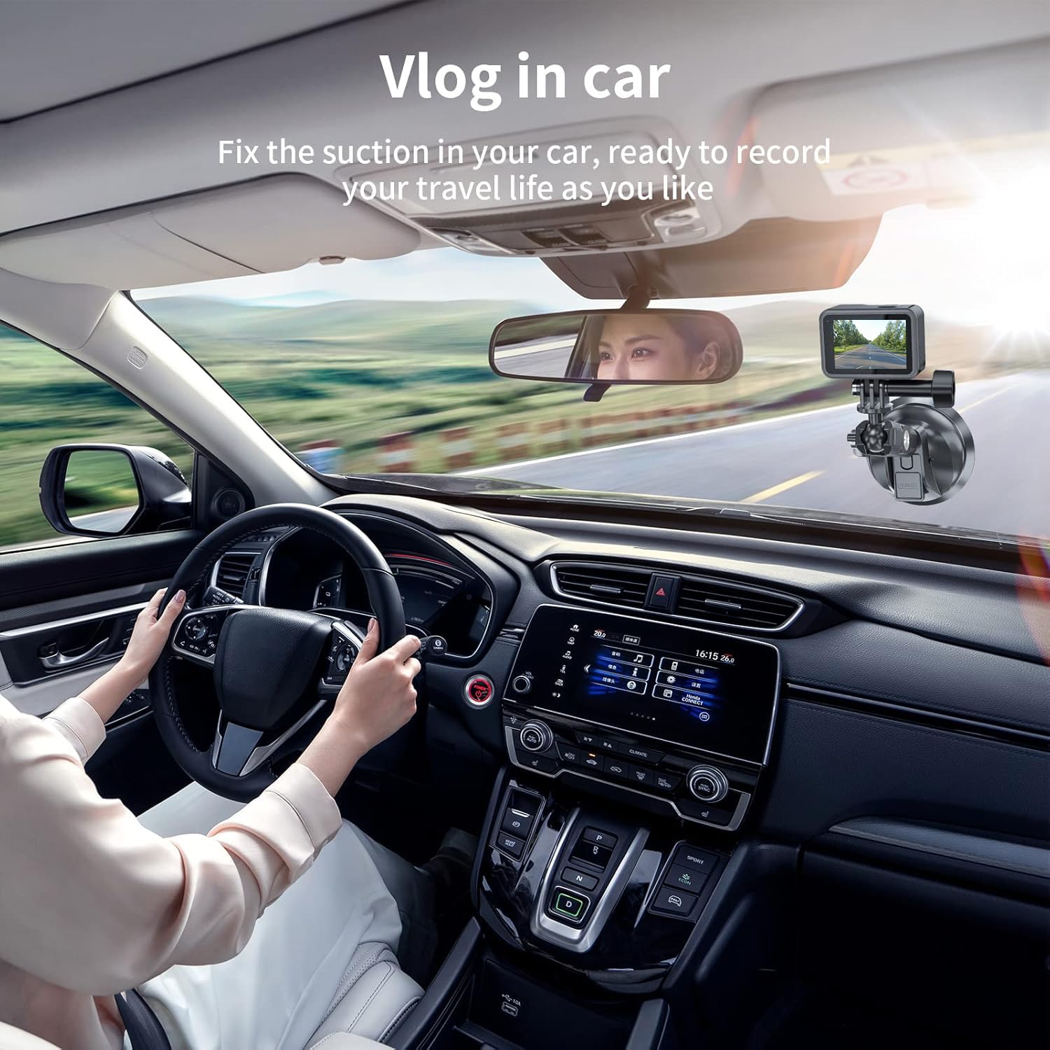 TELESIN Car Mount for GoPro DJI Insta360 on Windshield & Dashboard — miniatura 5