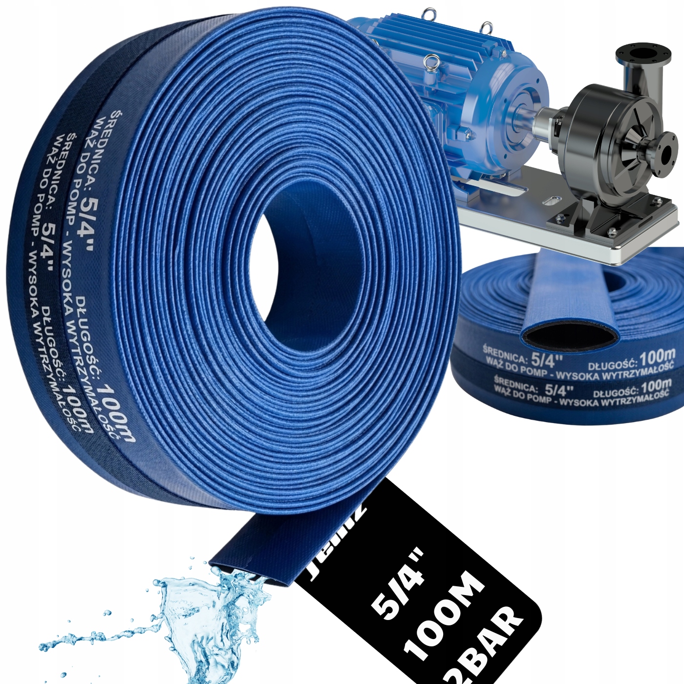 Hadice Pro Hasičská Čerpadla 5/4" 100 m 2 Bar Pvc Guma Pro Zahradu