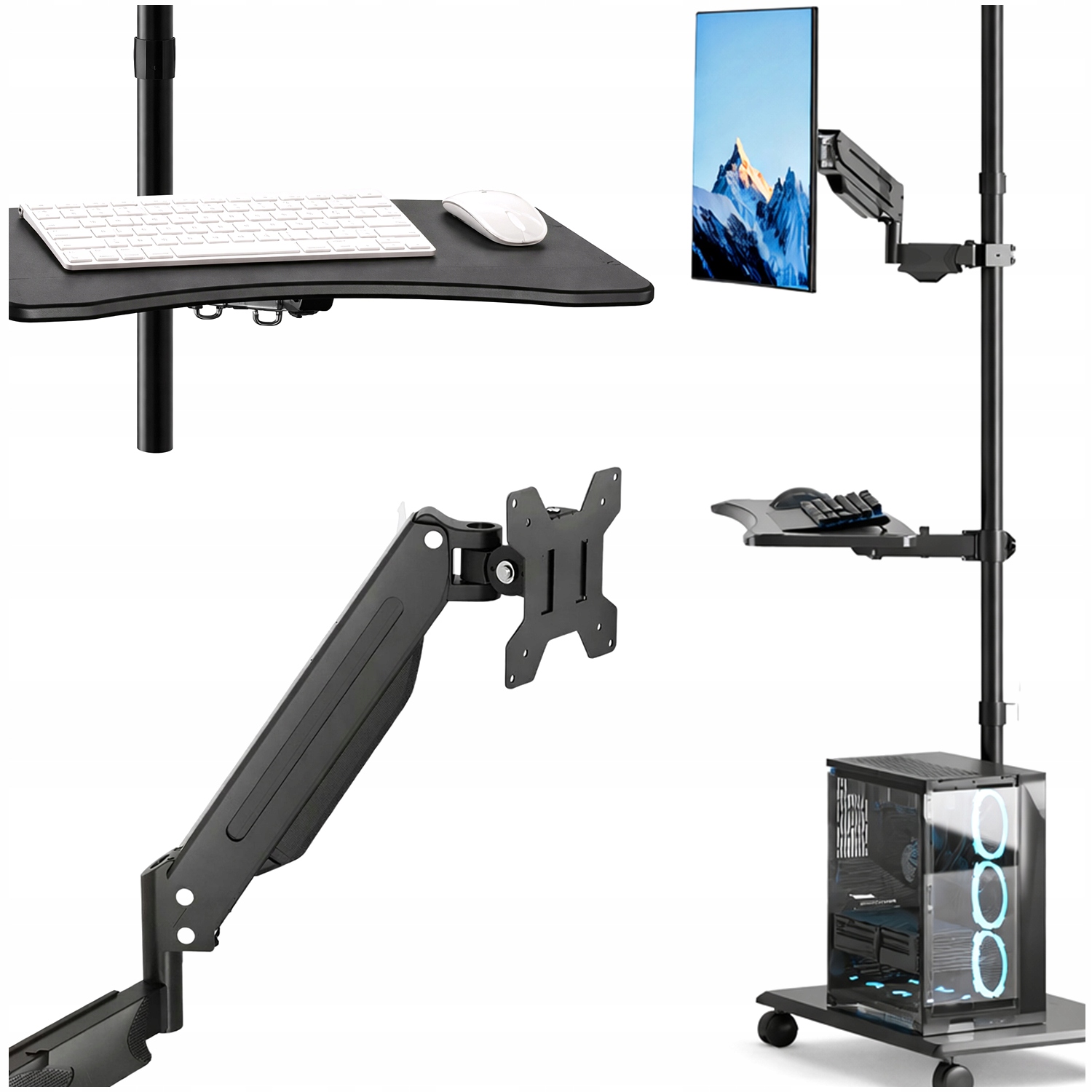 Uchwyt na Monitor Tv Stojak Wózek Stanowisko na Komputer Pc na Kółkach Vesa